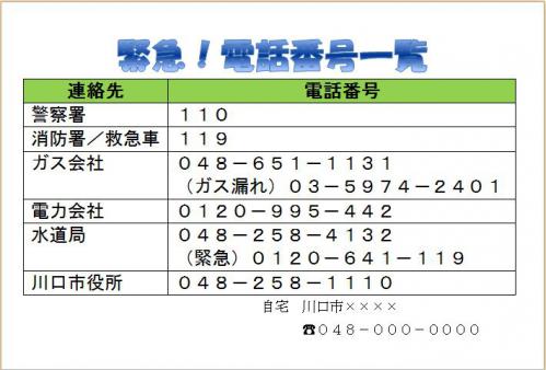 緊急連絡先